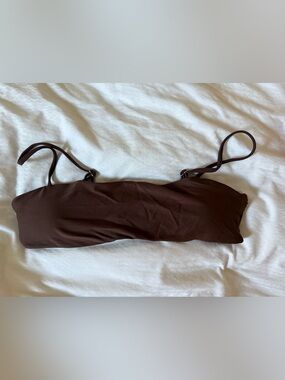 Brown Bandeau Bikini Top with Adjustable Straps